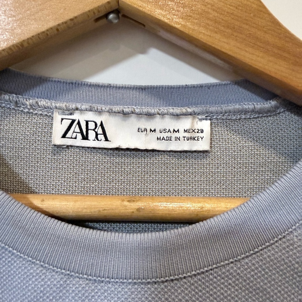 Zara Light Lavender Floral Puff-Sleeve Knit Top - Picture 3 of 5